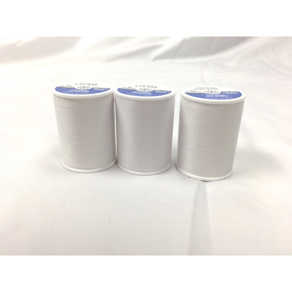 Coats & Clark All Purpose White Thread 300 yards each, 3 spools Polyester Sewing